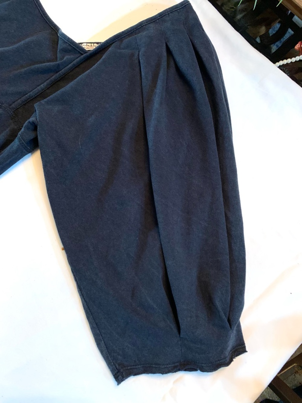 Free People “Lotta Love” over-washed Black Square-Neck Puff-Sleeve Jumpsuit- S - Picture 12 of 15